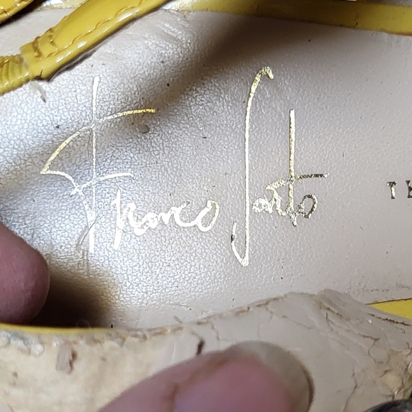 Franco Sarto Yellow Safari Wedge Sandals with Slingback Strap - Size 5.5M - Picture 3 of 6